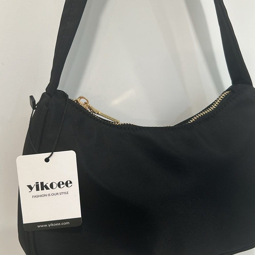 Y2K Black Nylon Mini Purse Baguette - Picture 3 of 5